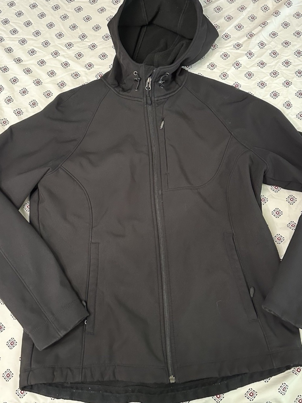 Kirkland Signature Women's Softshell Hooded Fleece Jacket Black Large Pockets